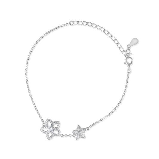 צמיד כסף פרחי הקרח