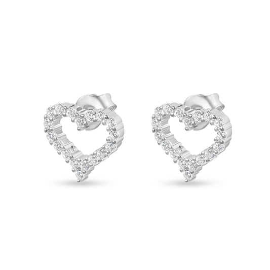 עגילי כסף לב נוצץ