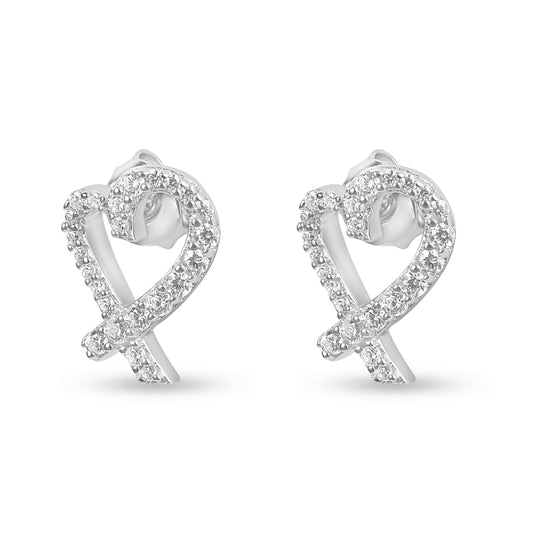 עגילי כסף קשר הלב הנוצץ